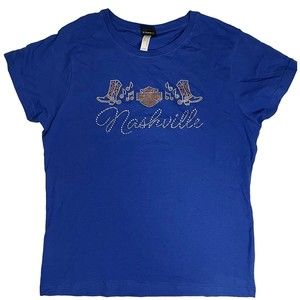 Genuine Harley-Davidson Blue T-Shirt Boswell’s Music City Nashville Women’s Sz L